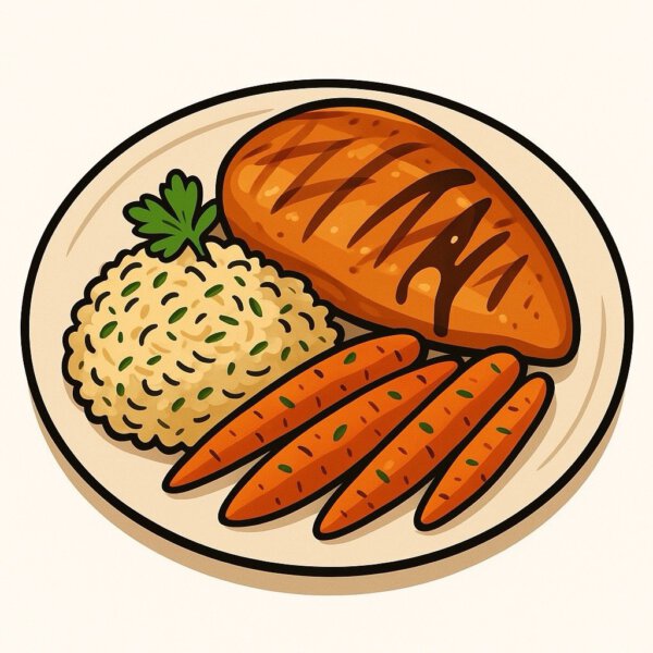 Honey Balsamic Glazed Chicken served with herbed Rice Pilaf & roasted carrots      (MONDAY 16-02-2026)